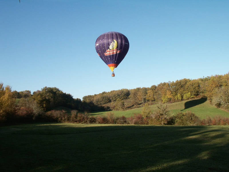 Hot air balloon over the countryside